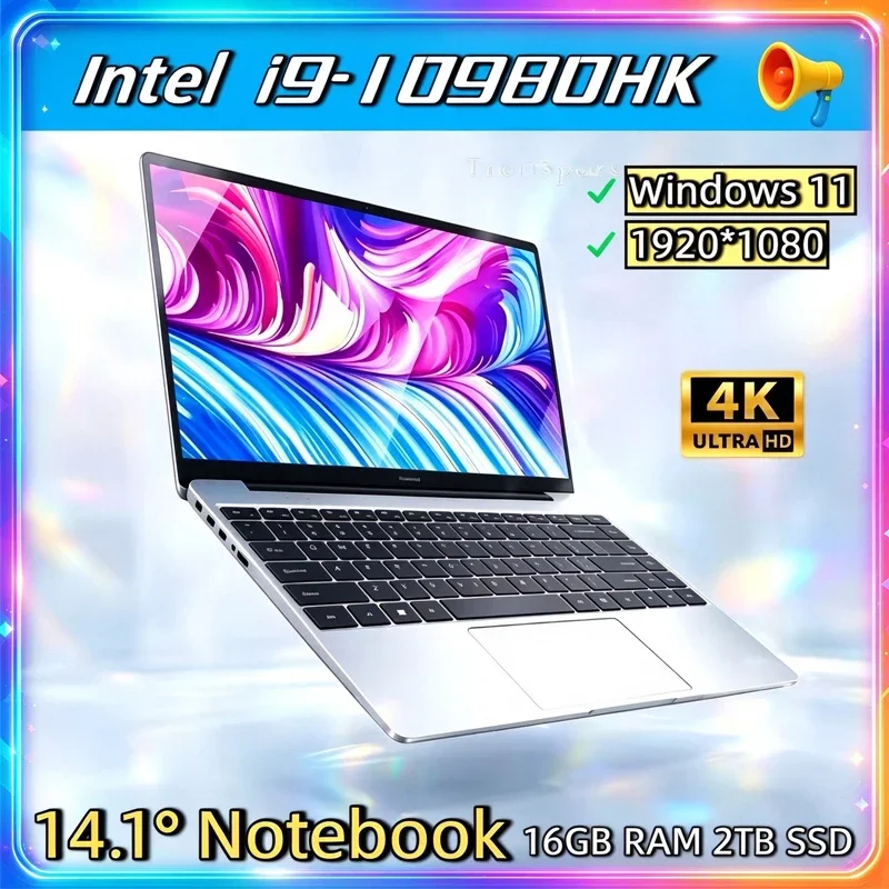 Intel Core i9 10980HK 14.1 Inch Windows 11 Pro Laptop 32GB DDR4 2TB SSD Gaming Office PC Gamer Portable Notebook Computer Max