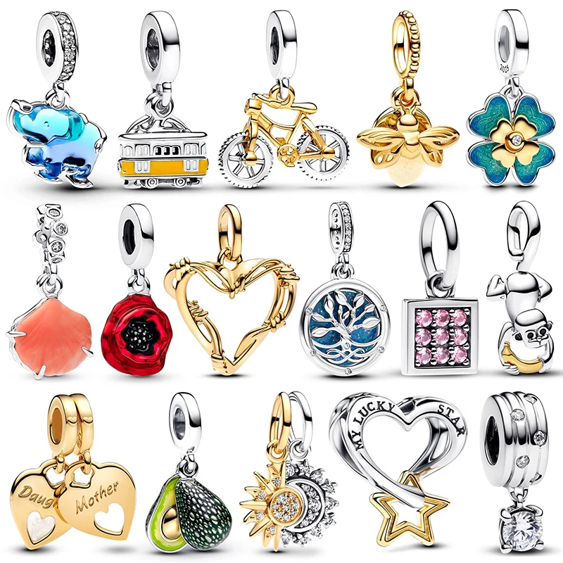 

Подвески из серебра 925 пробы, розового золота, подвеска, бусины, подходят для браслетов, ожерелья для женщин, роскошные ювелирные изделия своими руками, фестиваль, изысканные подарки для вечеринок