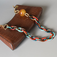 Women Acrylic Shoulder Bag Strap Resin chain Color Chic Solid Color Or Mix Color Phone case chain Messenger Handbags Belt