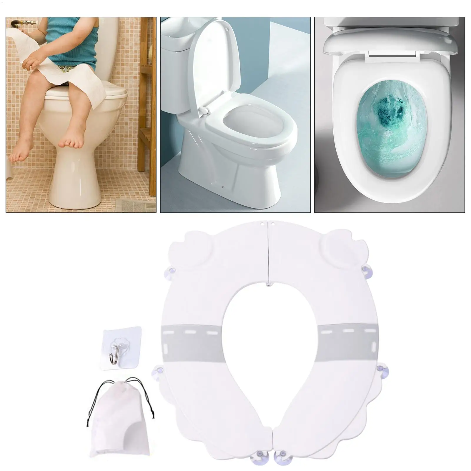 مقعد تدريب المرحاض للسفر للأطفال، مقعد نونية قابل للطي للأطفال الصغار، وسادة مقعد محمولة للسفر، وسادة مساعدة للبول #4
