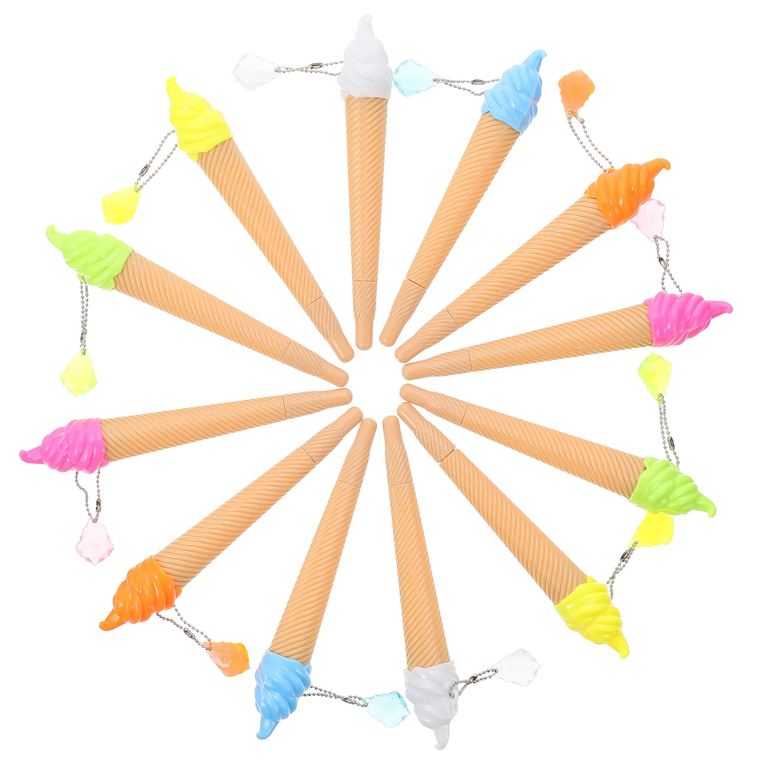 

12 Pcs Ice Cream Pendant Pens Cute Plastic Novelty Roller Gel Colored Markers Drawing Writing School Prize Kawaii Student