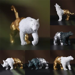 Vintage Resin Gold Statue Ornaments Animal Sculpture Crafts Gift Polar Bear Figurine Desktop Decor Home Living Room Decoration