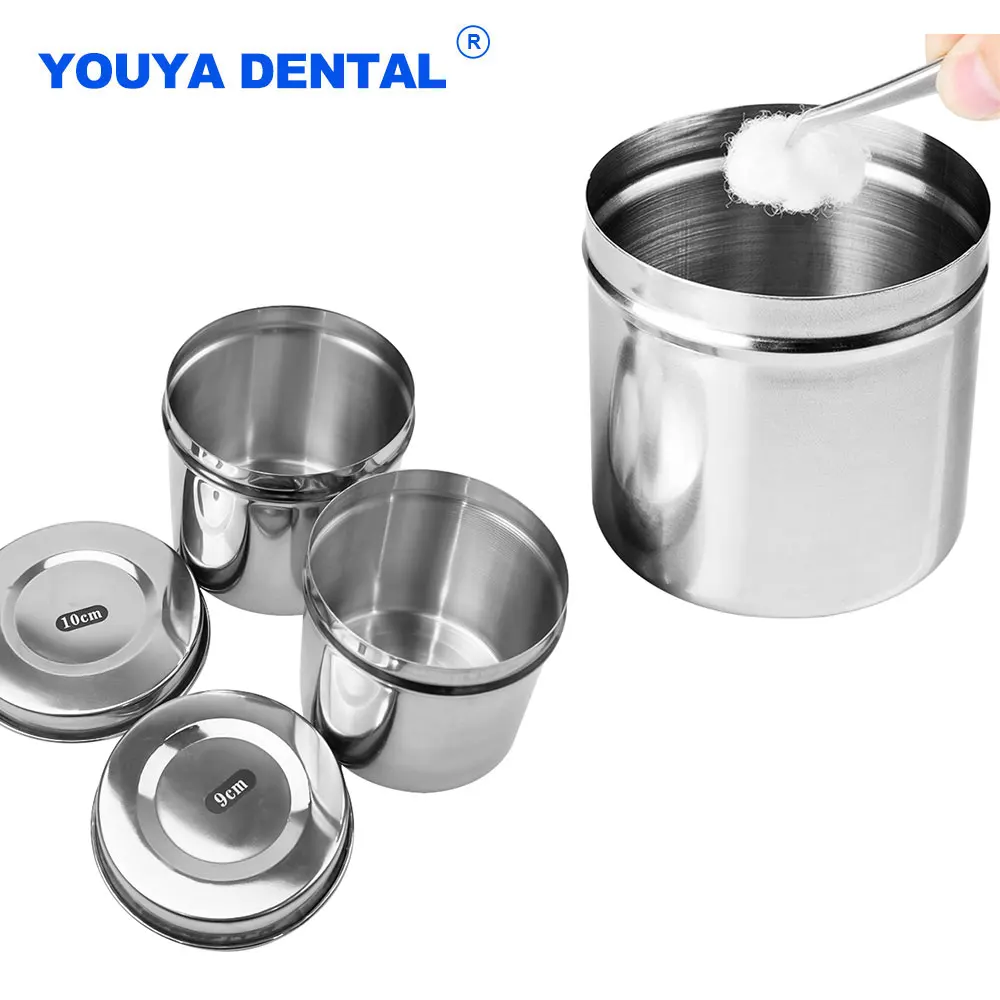 

8cm/9cm/12cm Sterilized Stainless Steel Tank Dental Cotton Ball Tweezers Container Bottle Surgical Cosmetic Tattoo Dentist