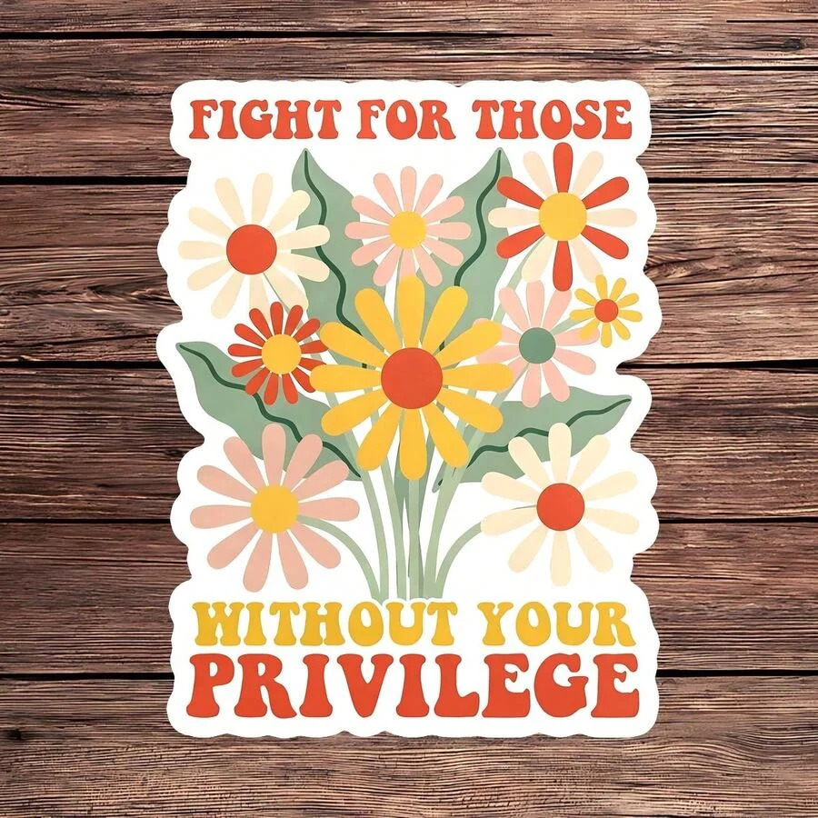 1PC Fight For Others Sticker, Gift, Waterproof Peel & Stick Water Bottle Sticker, Retro Flower Tumbler Decal, Trending Inclusive Notebook Vinyl, Perfect Gift For Kind Friends, Adorable Bloom Car - Detail 1