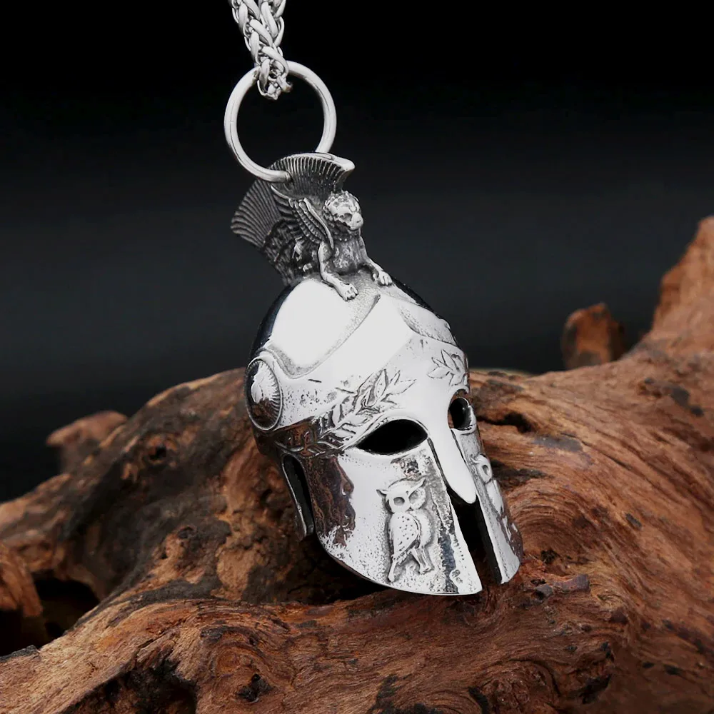 Nordic Warrior Helmet Stainless Steel Pendant Necklace Good Luck Bells Fashion Jewelry Party Gift For Men Personalized Jewelry
