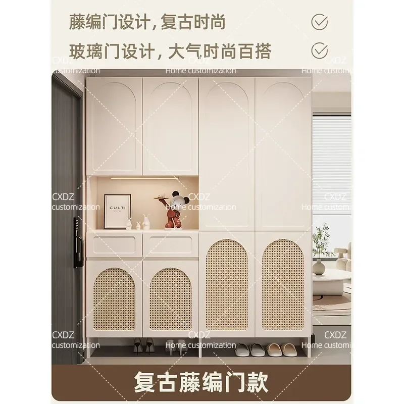 American rattan shoe cabinet storage cabinet integrated entrance door porch cabinet multi-layer large capacity large