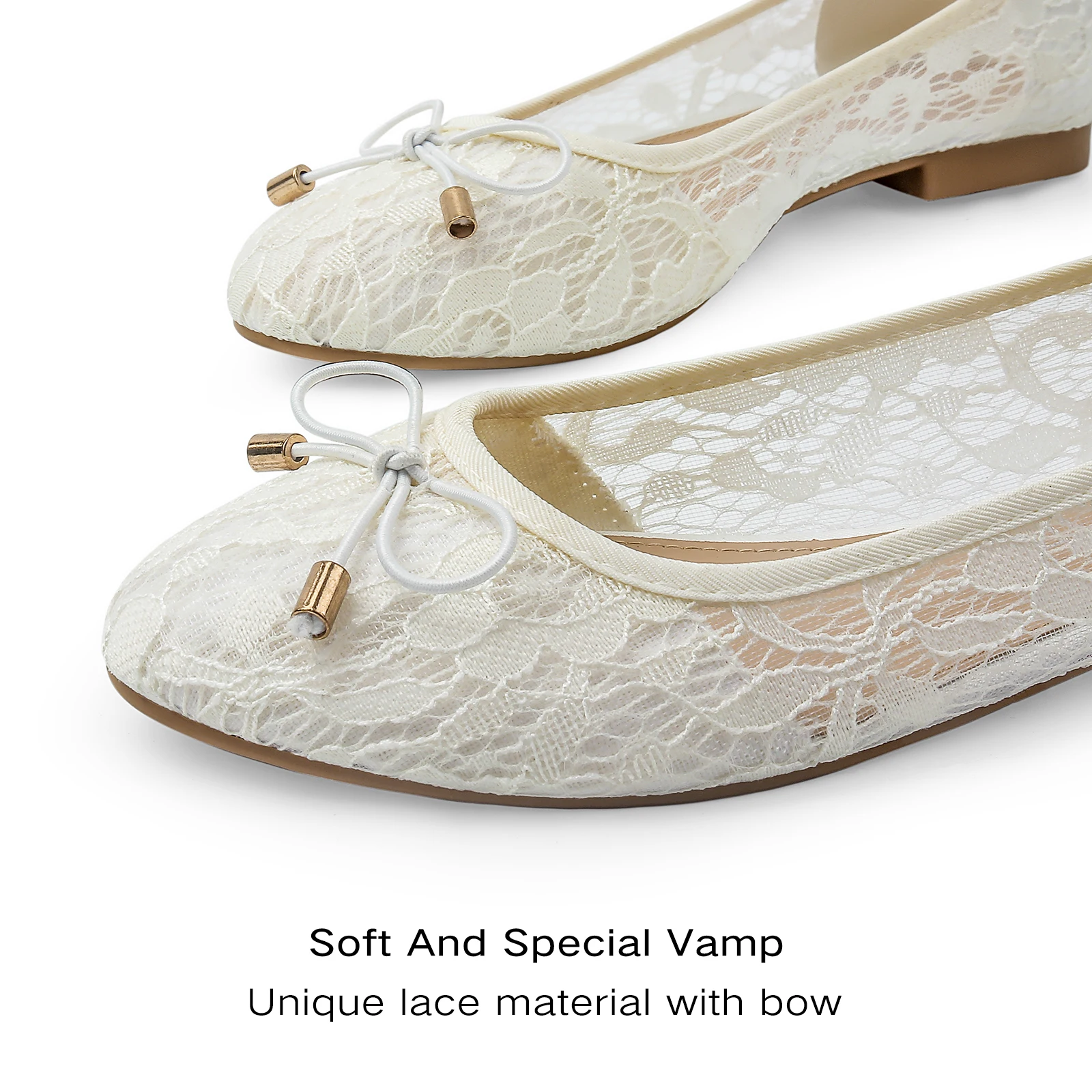 Flats Shoes Women Comfortable Bowknot Lace Breathable Ballet Flats for Women