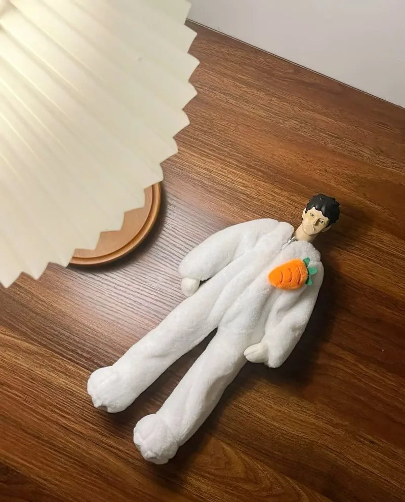 In Stock 1/6 Scale Goon White Rabbit Plush Coat With Headband Full Set Fit 12inch Action Figure Model Toys