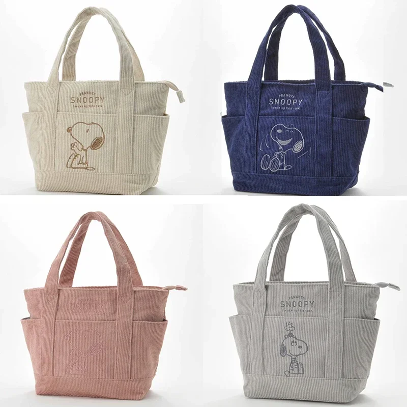 Disney Series Cute Snoopy Corduroy Tote Bag Casual Hundred Students Large Capacity Handbag Zipper Shoulder Large Bag