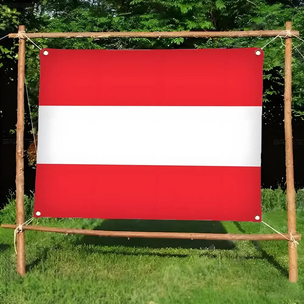 Flag of Austria Flags Daily four ring borderless design indoor outdoor decor easy hang install