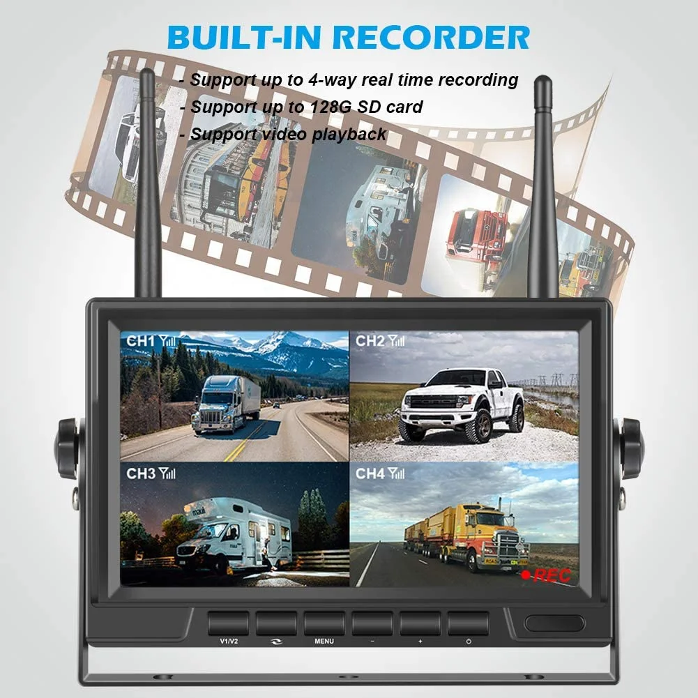IPoster Novo Caminhão Popular Sem Fio 7 Polegada DVR AI BSD 2 Antena 50m Alcance de Trabalho com Backup Reversão 1080P Kit