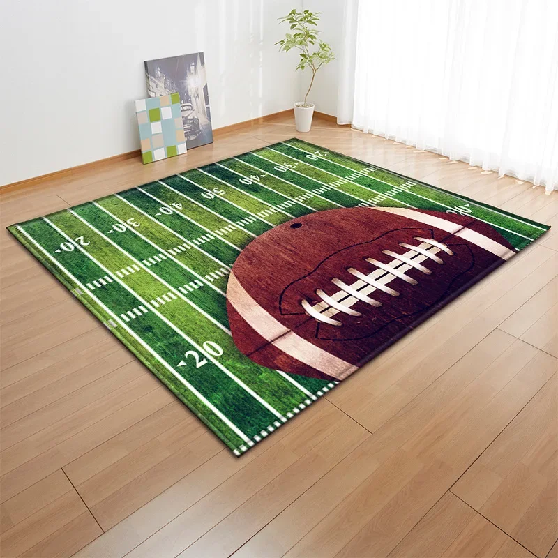 3D Green Football Carpet for Kids Room, Baseball Rug, Field Parlor, Bedroom, Living Room, Floor Mats, Large Rugs