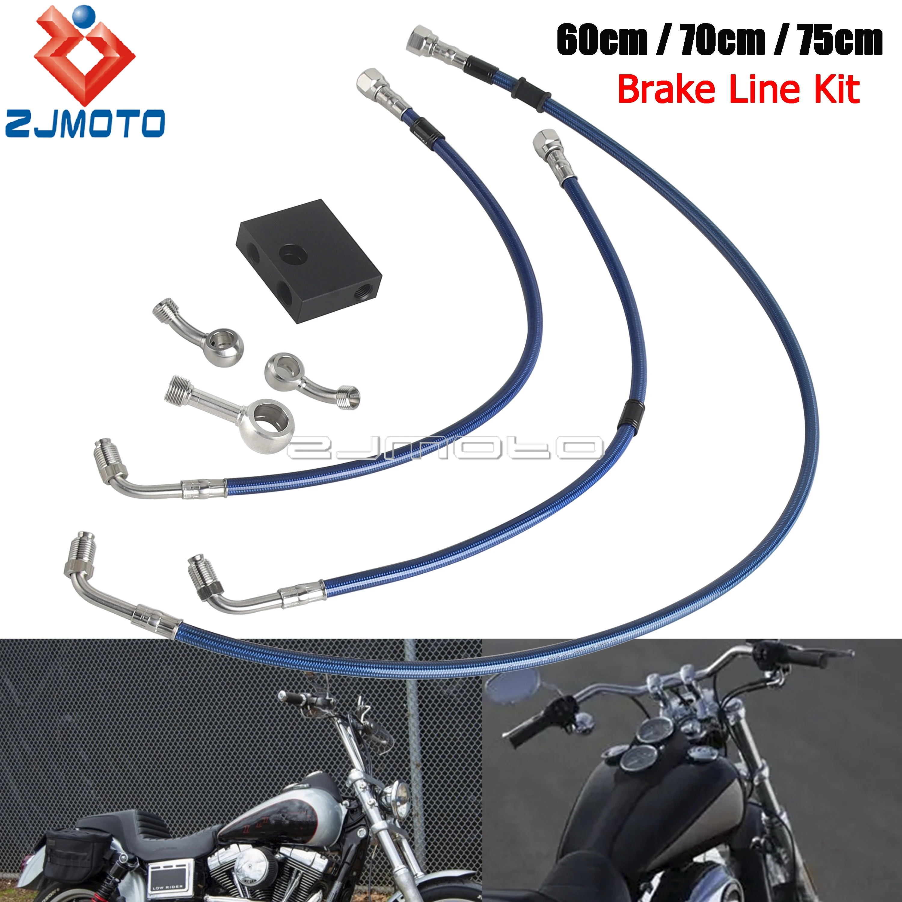 خطوط الفرامل الموسعة للدراجات النارية 180 ° 12 مللي متر 10 مللي متر بانجو العلوي السفلي خرطوم الفرامل أنبوب ل هارلي دينا منخفضة رايدر S FXDL FXDLS 2014-17 #1