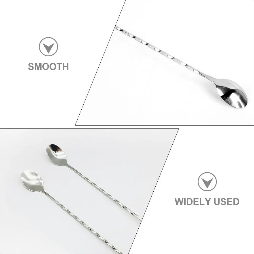 Stainless Steel Cocktail Stirring Spoon Extended Handle Smooth Polished Surface Coffee Dessert Mixing Bar Accessory