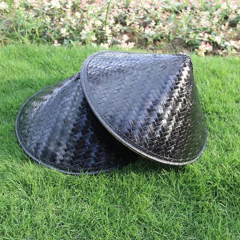 

Черная белая бамбуковая тканая шляпа древнего китайского боевого художника, летняя кепка от солнца для путешествий, шляпа ручной работы для традиционного танца