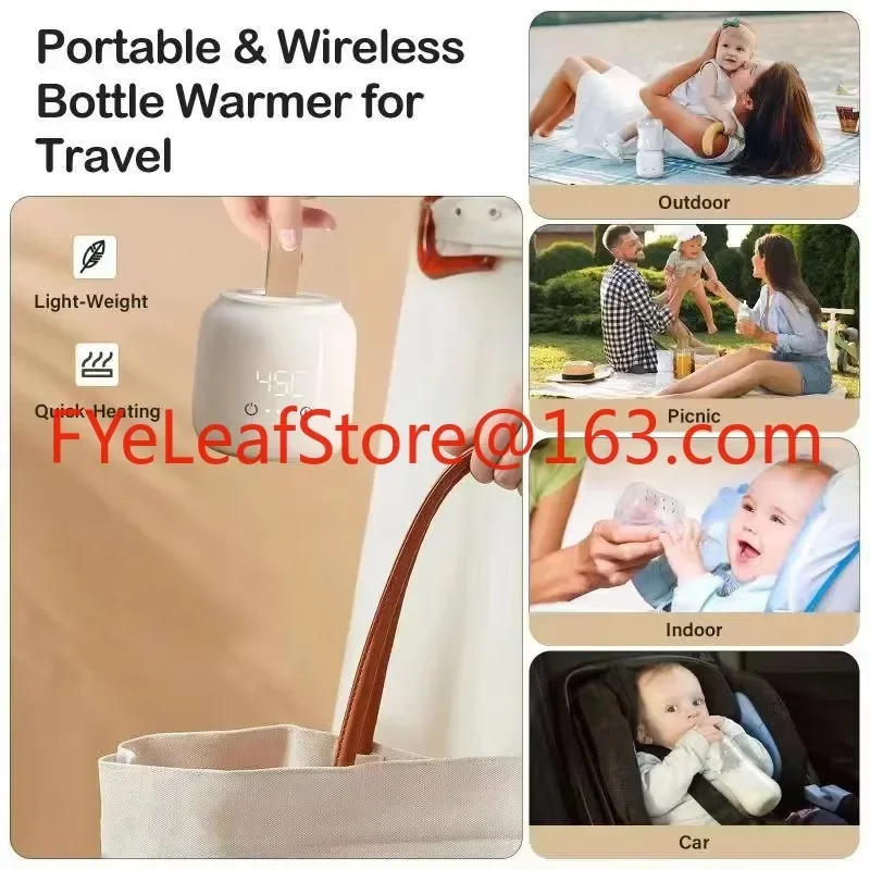 Portátil Baby Bottle Warmer, Aquecedor de Leite, Viagem, Alimentação Rápida, USB, 9000mAh Bateria, Nova Chegada