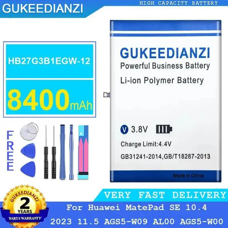 

8400Mah Long-Lasting Performance HB27G3B1EGW-12 For Huawei Matepad SE 10.4 2023 11.5 AGS5-W09 AL00 AGS5-W00 Tablet Battery