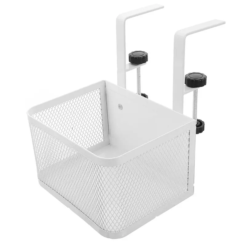 Cable Management Desk Organizer Clip-On Small White Clamp Basket