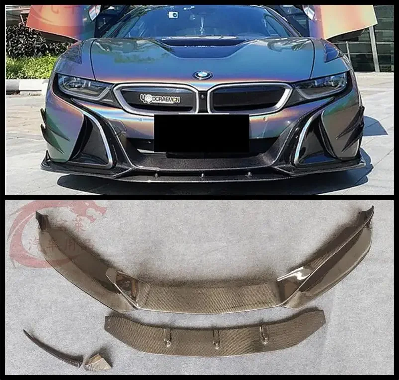 For BMW I8 2014 2015 2016 2017 2018 2019 2020 Real Carbon Fiber Front Bumper Lip Diffuser Splitters Cup Flaps Cover Body Kit