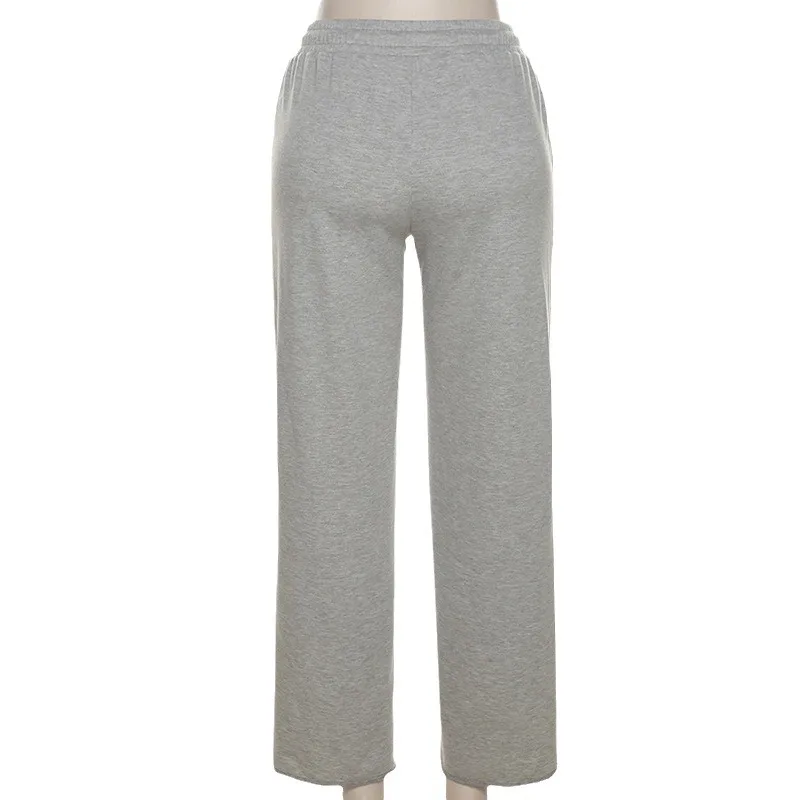 Women Striped Ribbon Straight Wide Leg Pants Fashion 2025 Summer Drawstring Street INS Casual Jogger Safari Trousers