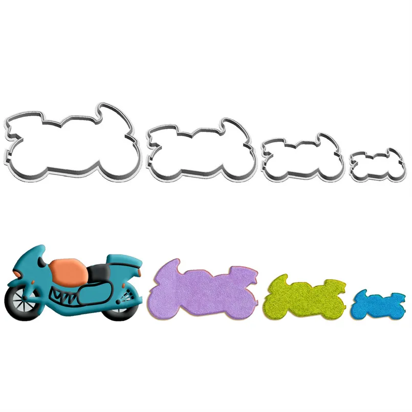 

Four Specifications Cartoon Transportation Tools,High Speed Motorbike,Plastic Molds,Cake Fondant Tools,Cookie Fruits Cutters