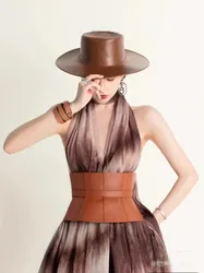 Women's Fashion PU Leather Corset Female Cummerbund Coat Waistband Dress Decration Wide Belt  J223