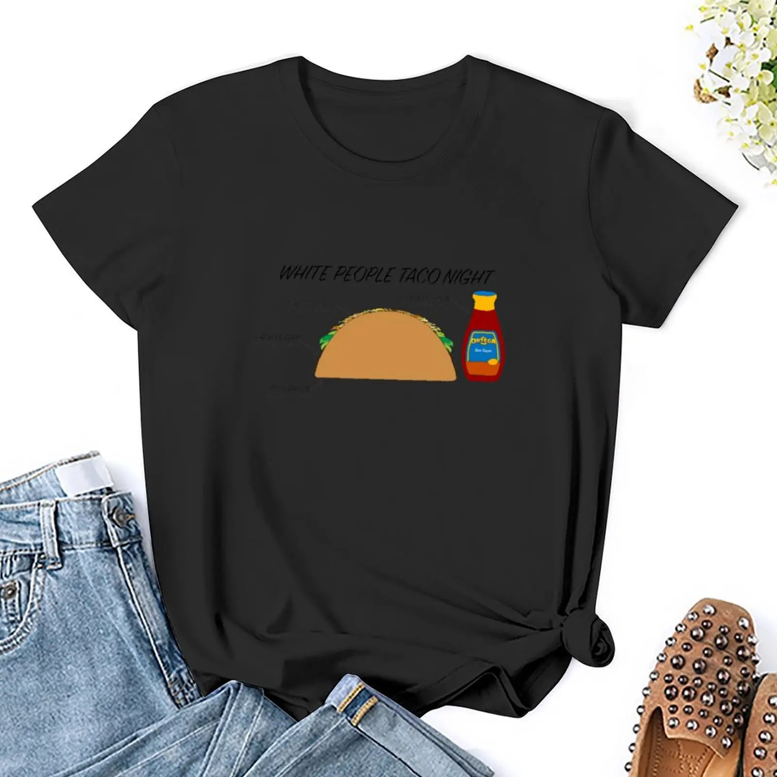 Witte Mensen Taco Night T T-Shirt Vrouwelijke Kleding Esthetische Kleding Schattige Kleding Korte Mouw Tee Top Vrouwen