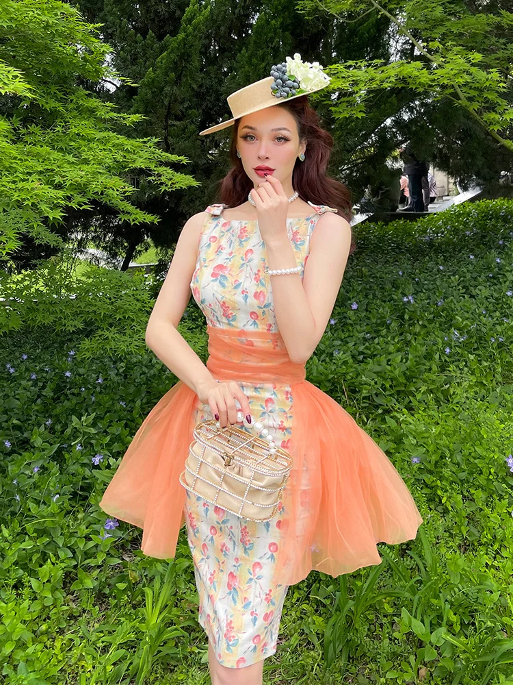 

Комплект Le Palais Vintage Original Ele: Платье миди с цветочным принтом и поясом в стиле Хепберн для молодых женщин