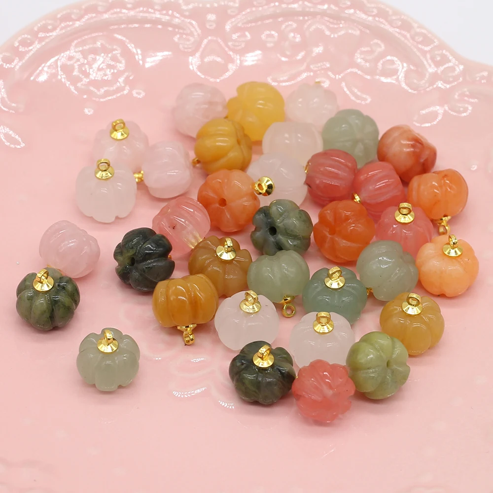 5 teile/los 13x13mm Naturstein Achat Rosenquarz Anhänger Charms Mini Kürbis Charms für Schmuck Machen DIY Halskette Ohrringe – Detail 8
