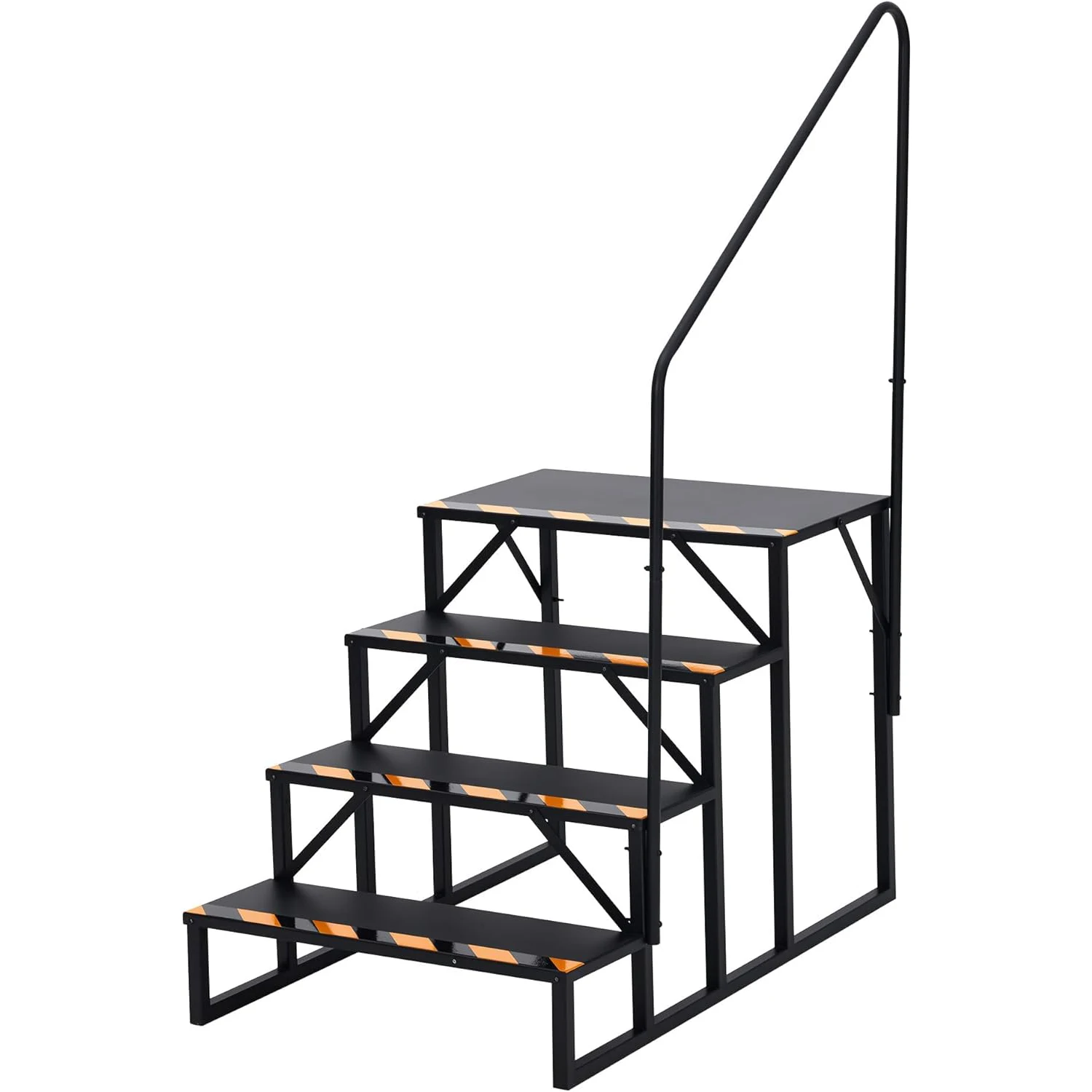 سلالم RV ذات 4 خطوات مع درابزين وأشرطة غير قابلة للانزلاق، سلم محمول خارجي لمقطورات العجلات الخامسة، ومعسكر السفر، وأحواض ساخنة #1