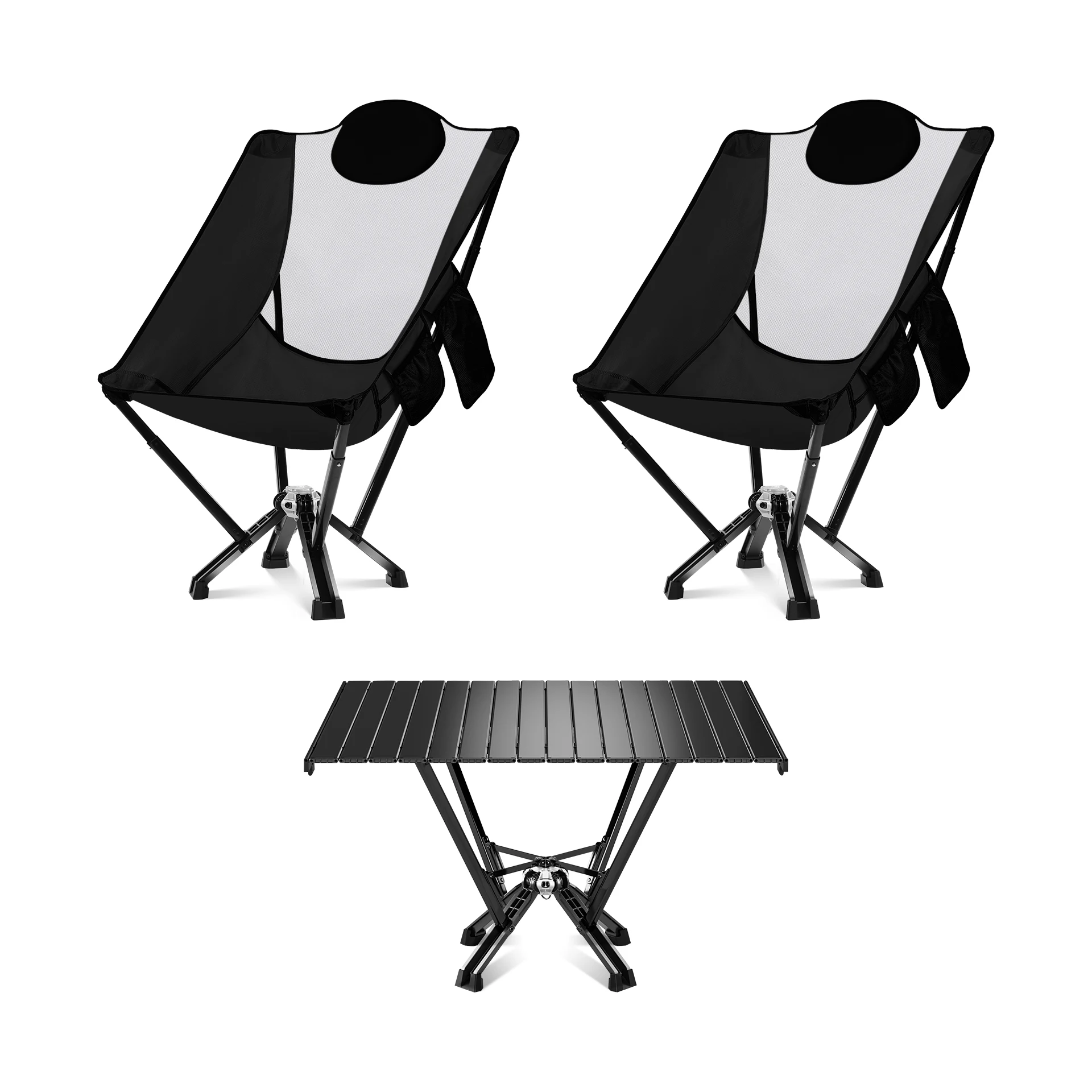 

Patented Ultra-Portable Foldable Camping Set: Chairs and Folding Table for Hiking, Picnic and Travel Easy to Carry