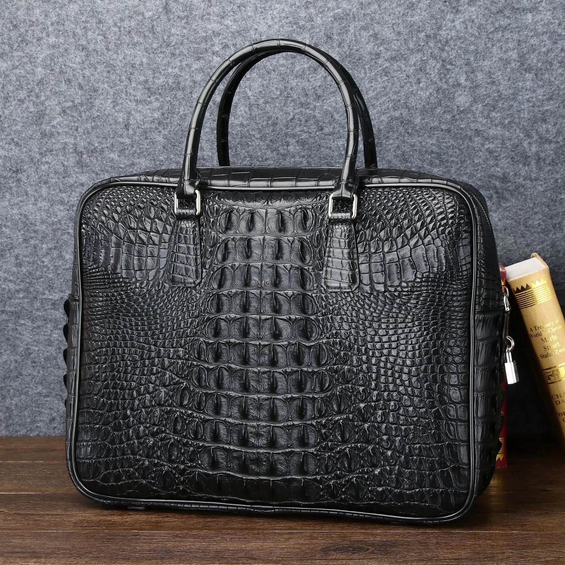 2025 New Luxury Alligator Genuine Leather Business Men's Briefcase Male Shoulder Bag Men Messenger 16 Inch Laptop Computer Bag