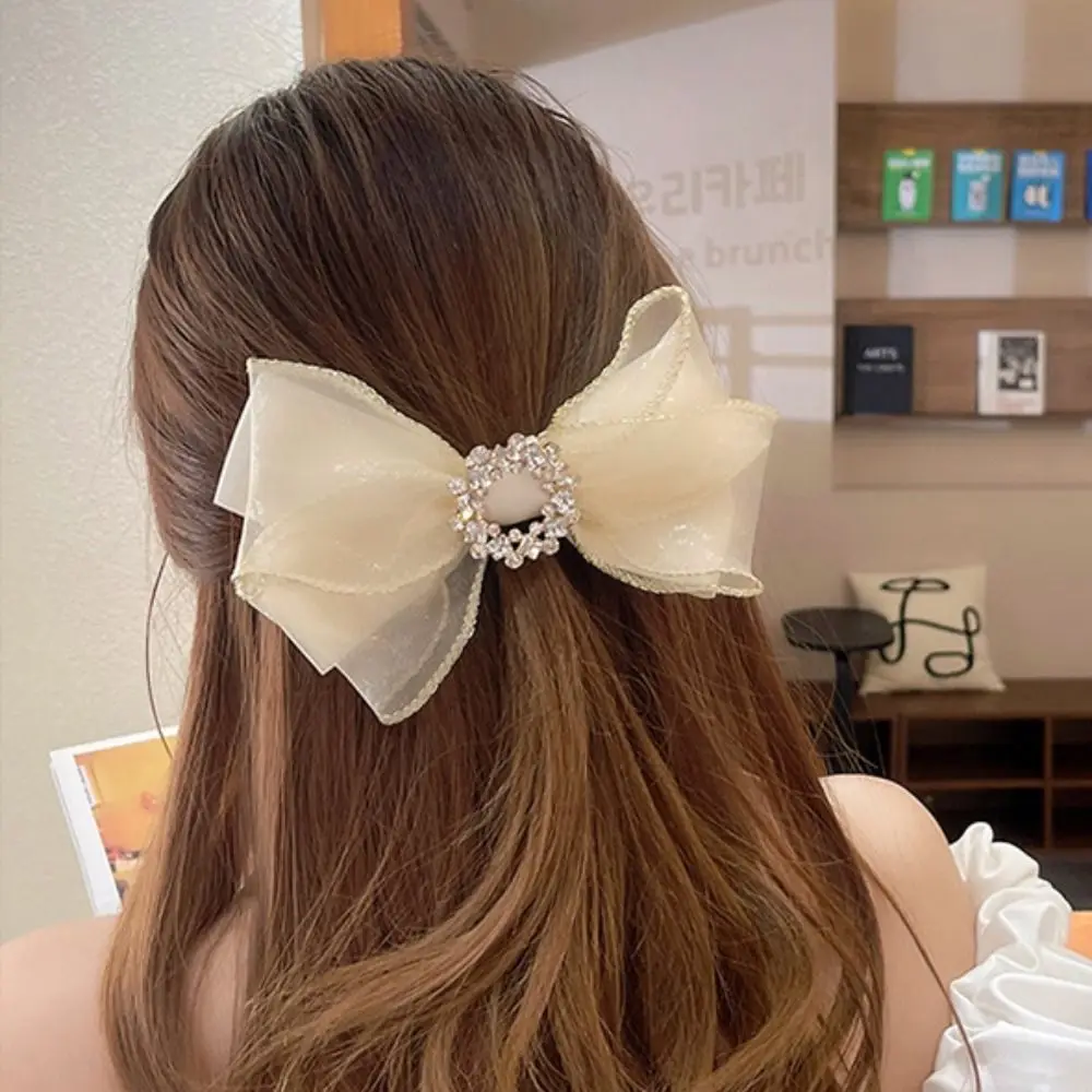 Luxury Sweet Elegant Bow Hair Clip Fashion French Style Headdress Women Large Size Temperament Mesh Hairclip