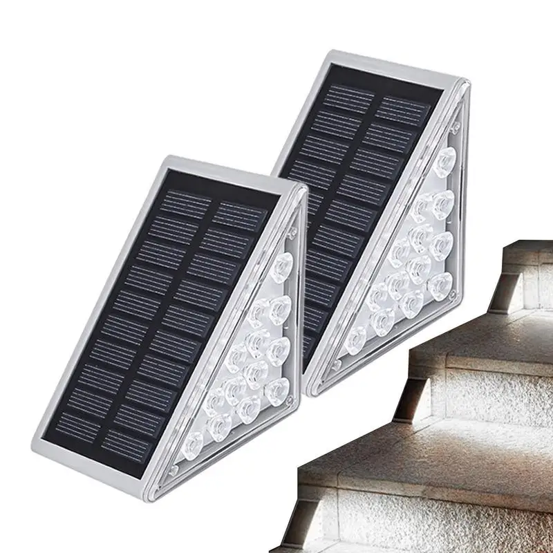 

LED Solar Step Lights 2Pcs Waterproof Deck Lights Solar Outdoor Lights Stair Light For Yard Patio Sidewalk Steps Deck