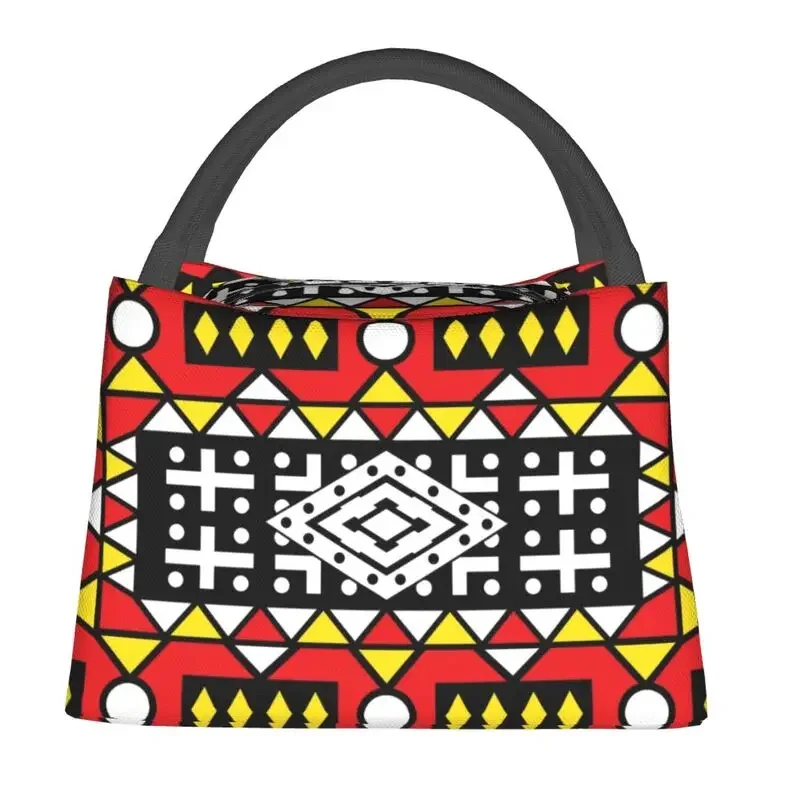 Kizomba Samakaka Ankara Insulated Lunch Bag Women African Pattern Wax Design Lunch Tote for Office Outdoor Storage Meal Food Box