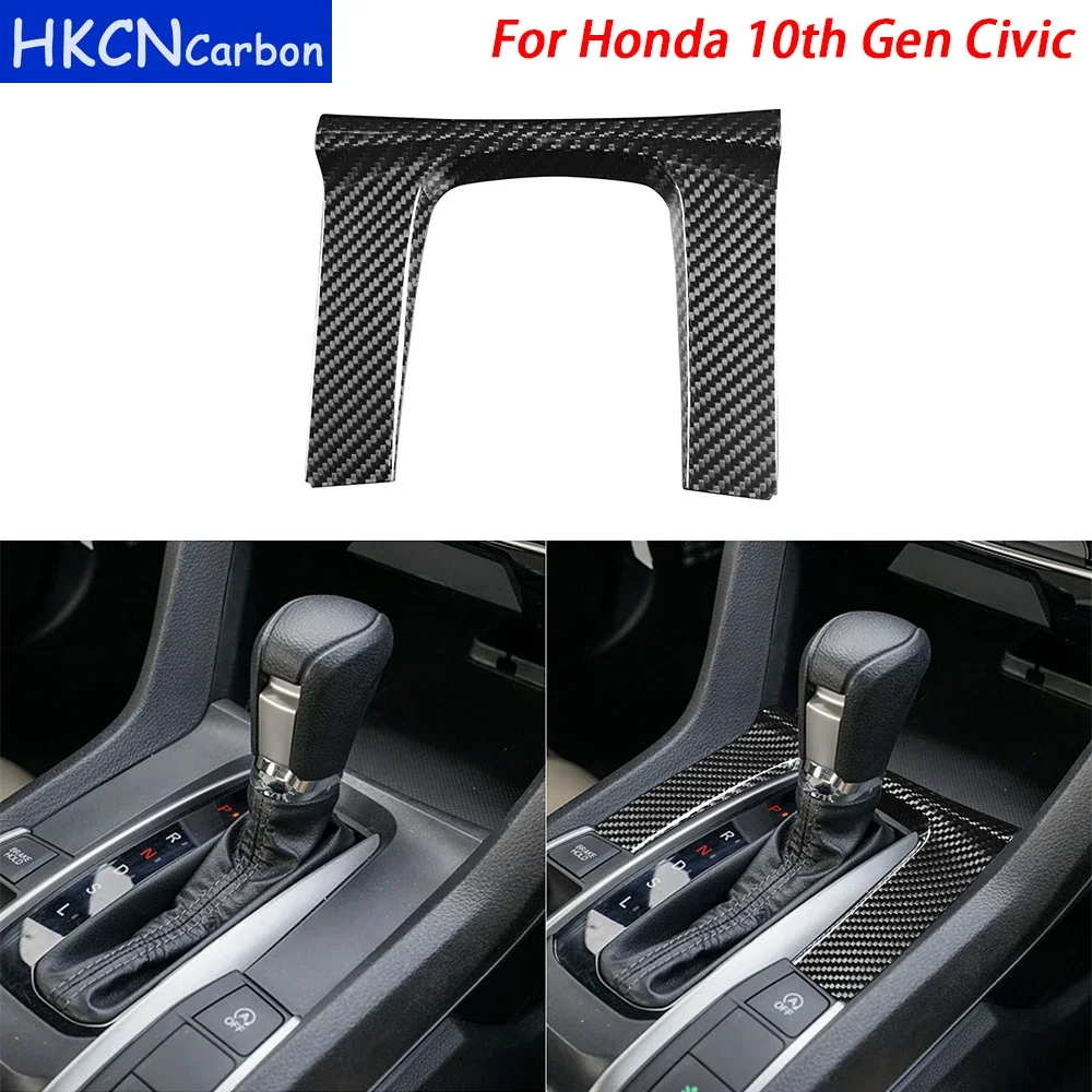 

For Honda 10th Gen Civic 2016-21 Real Carbon Fiber Gear Shift Panel Trim Cover Car Interior Decorative Retrofitting Accessories