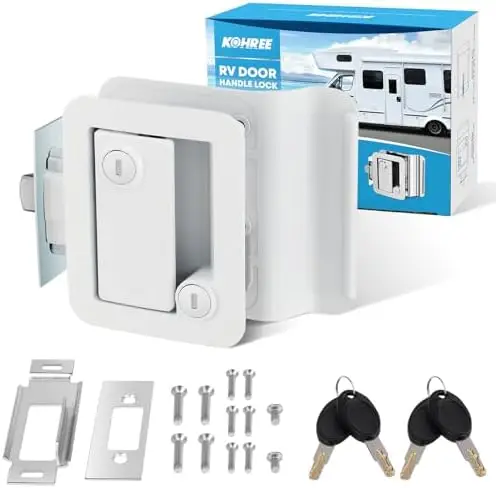 

Замок для двери автодома Kohree с ручкой-защелкой – входной замок из цинкового сплава для прицепов и кемперов, белый