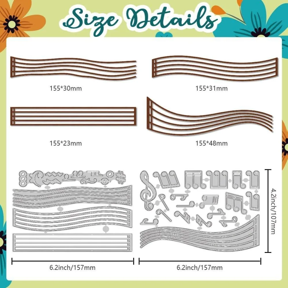 Musical Notation Cutting Dies Musical Notes Card Making Die Stencil Carbon Steel Die Cuts Card for Greeting Cards Paper Decor
