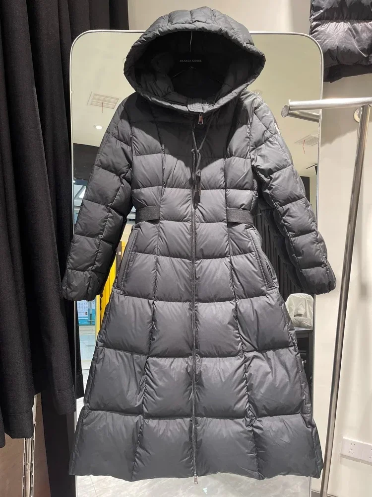 Piumino da donna invernale Cerniera spessa di alta qualità Migliori piumini lunghi Moda per il tempo libero Cappotto slim fit 90 Goose Down Donna