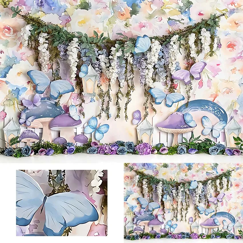 

Mehofond Photography Background Fairy Tale Forest Mushroom Wonderland Girl Birthday Party Cake Smash Decor Backdrop Photo Studio