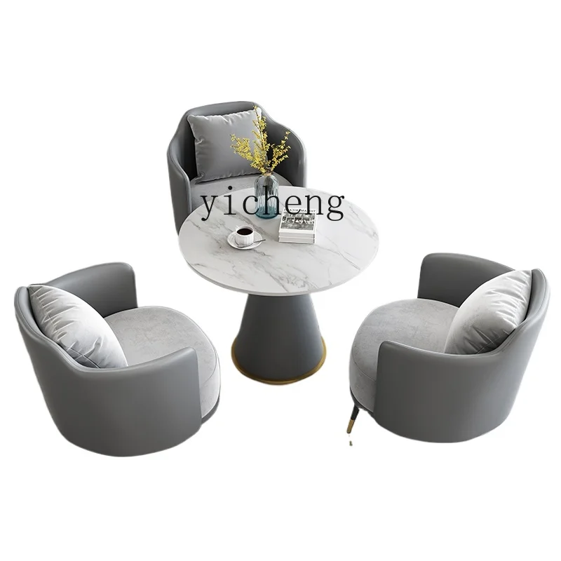 

ZK Light Luxury Stone Plate Reception Table and Chair Combination Reception Home Balcony Leisure Sofa Small round Table