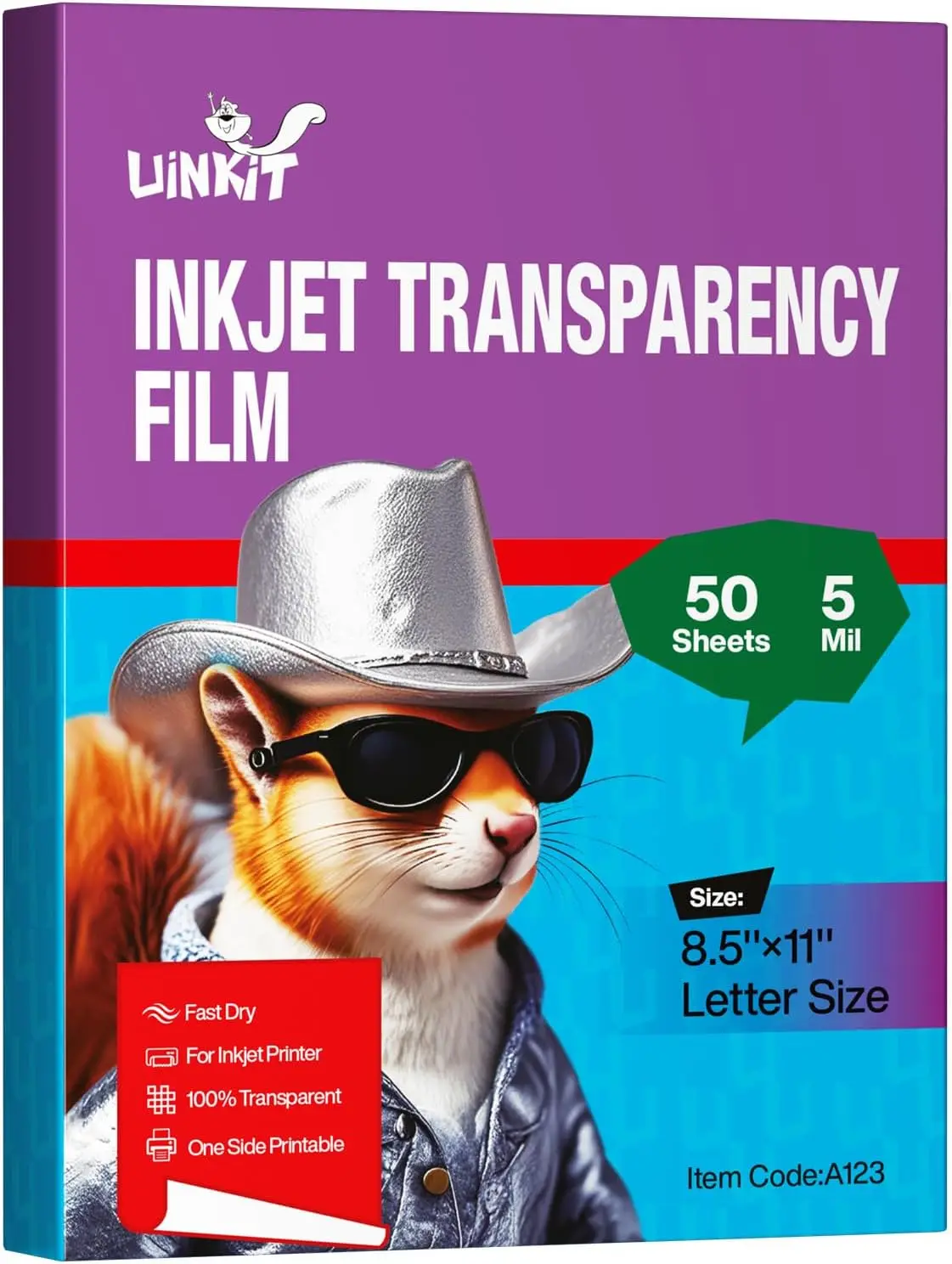 

Inkjet Transparency Film 50 Sheets, 8.5x11 Inches, Clear OHP Projector Paper for DIY Crafts and Printing