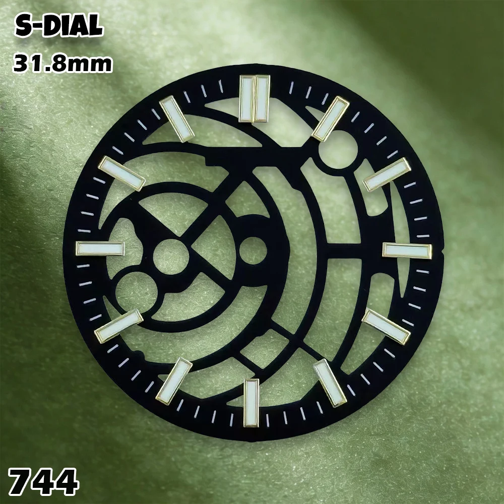 NH 31.8mm S Logo NH70 Hollowed Out Dial Green Luminous Dial suitable for NH70 Movement Exquisite Watch Modification Accessories view 3