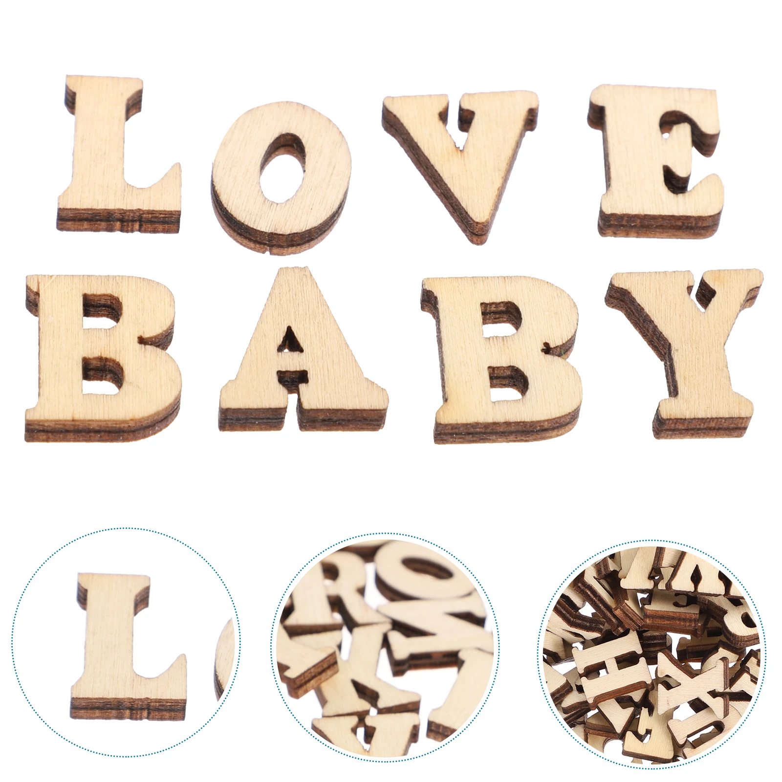 Fetta di legno lettere alfabetletter Craft Cut Out Natural Wall Decor natale piccolo giocattolo abbellimenti decorazione materiale