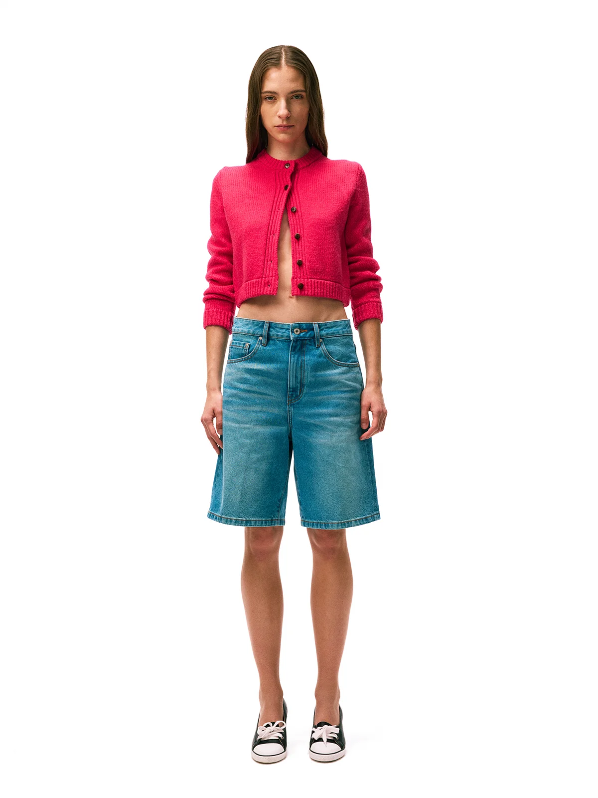 

Loose Fit Vintage Washed Light Blue Cotton Denim Capri Pants Mid-Length Casual Straight Leg Jeans Women's Comfortable Trousers