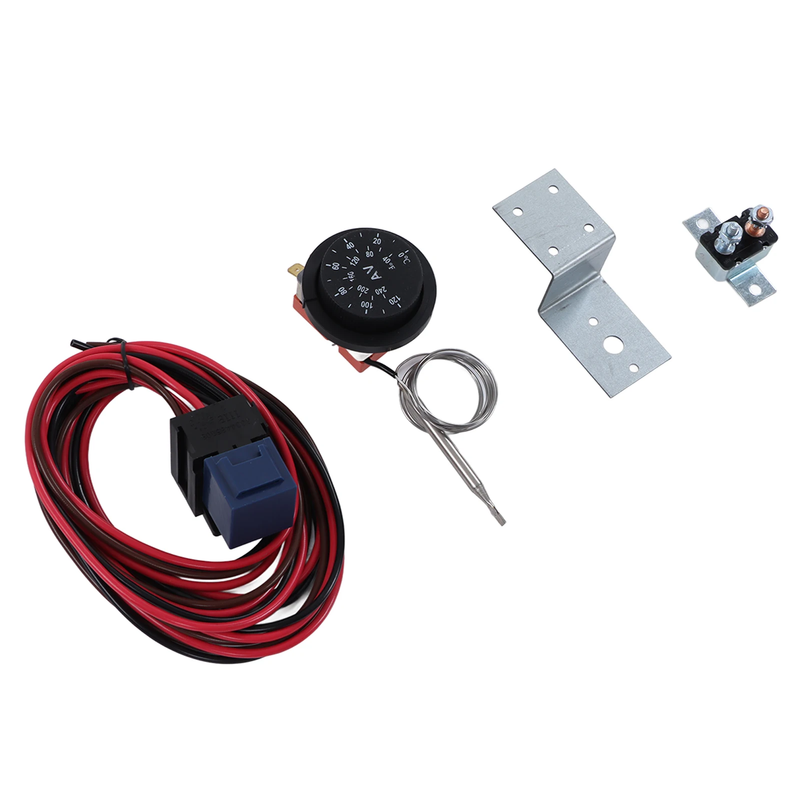 21Pcs Adjusting Electric Radiator Fan Thermostat Control Relay Wire Kit Robust Thermostat for Car Truck 12V