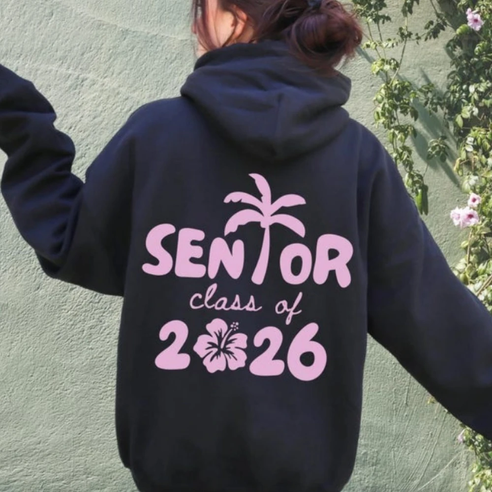 فئة 2026 كبار البلوز العودة للوطن إلى المدرسة Preppy الساحلية شجرة النخيل هوديي فتاة في سن المراهقة هدية المرأة هوديي
