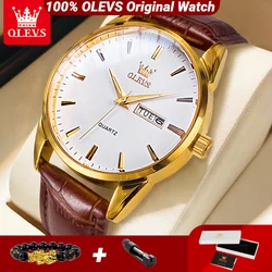 OLEVS Classic Quartz Watch for Men Waterproof Leather strap Calendar Sports Business Men 's Quartz Wrist Watch TOP Brand 6898