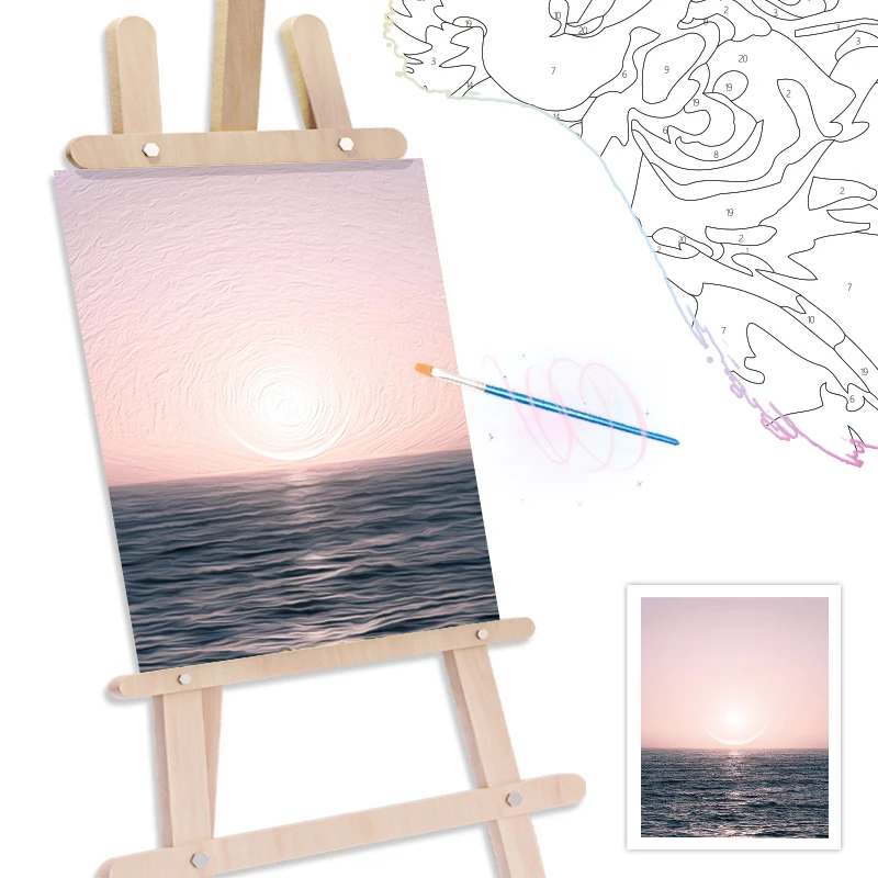 RUOPOTY Diy Oil Painting By Numbers Sea Landscape Simple Picture Frame Color Markers Drawing On Canvas Bedroom Decoration