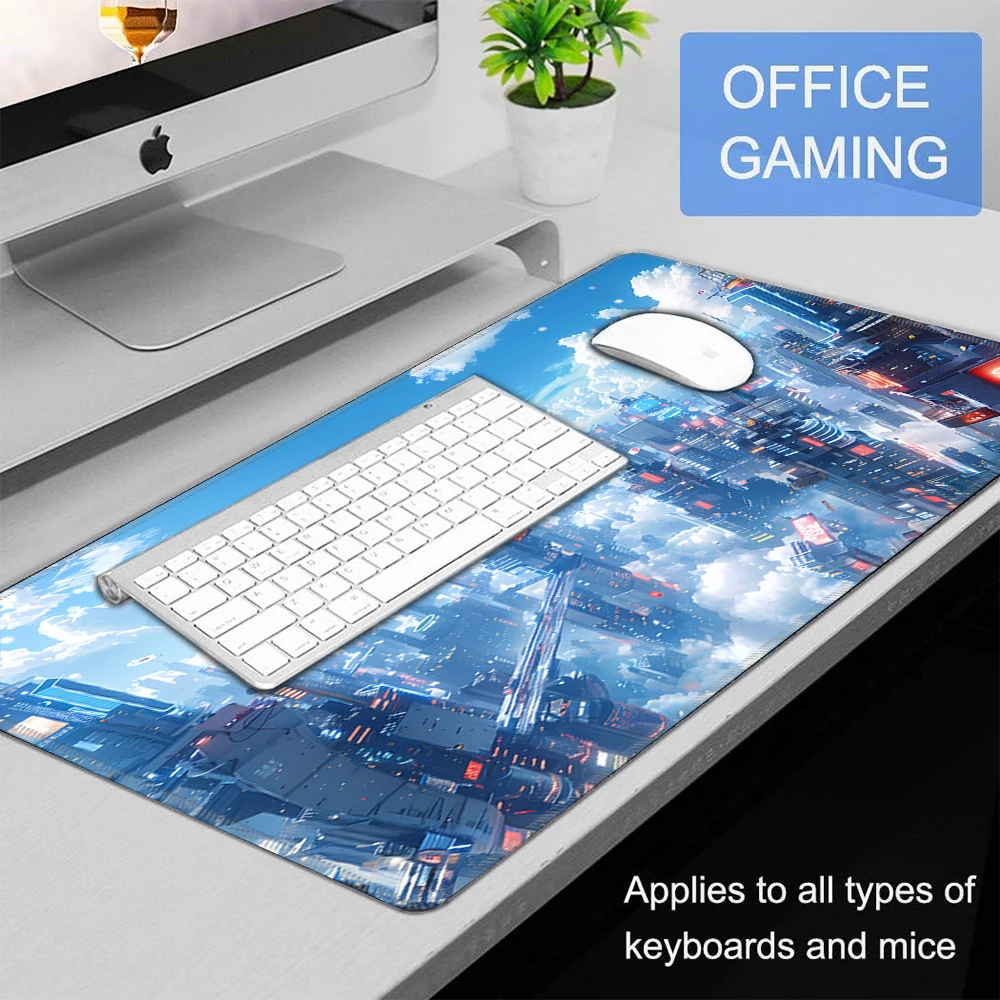 Cyber Punks Keyboard Pads Large Gaming Mouse Pad Anime Rubber Mat Cool Deskmat Desk Protector Mousepad Gamer Pc Accessories S46